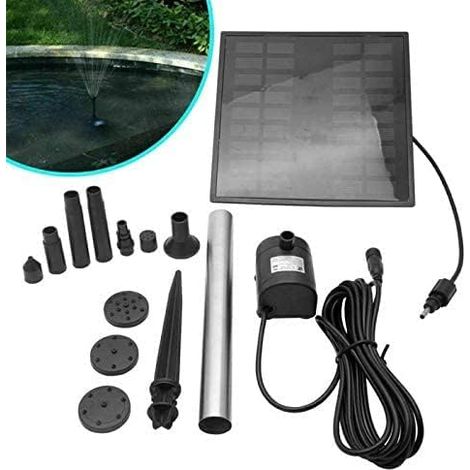 Pompe de fontaine solaire 1.8W Kit de pompe à eau de fontaine solaire 5 buses pour bassin d'aquarium de bain d'oiseaux, aquarium, étang ou décoration de jardin (1/5)