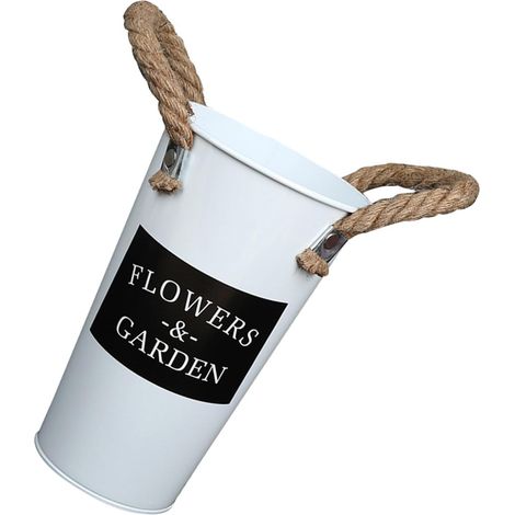 Vase à Fleurs Étanche et Antirouille pour Plantes et Fleurs Rustique en Fer Blanc Poignées Robustes, Pot Décoratif pour Salon ou Bibliothèque (1/5)