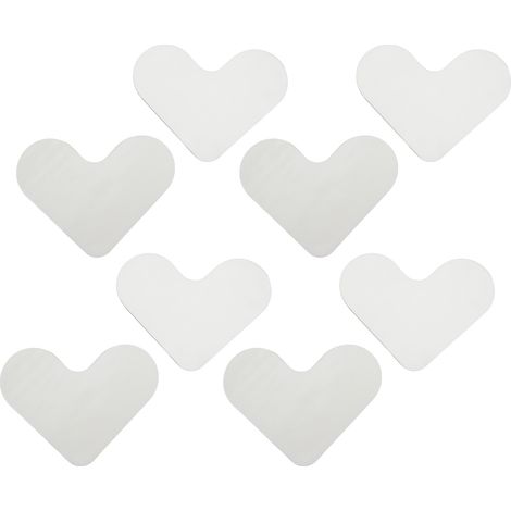 Lot de 8 bandes adhésives pour tapis en PU lavables et réutilisables en forme de cœur, pour parquets et carrelages, blanches, taille L (1/5)