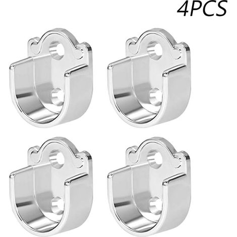 Lot de 4 supports de tringle à bride, douilles de poteau de placard en alliage de zinc pour support de penderie, tringle à rideau de douche (1/4)