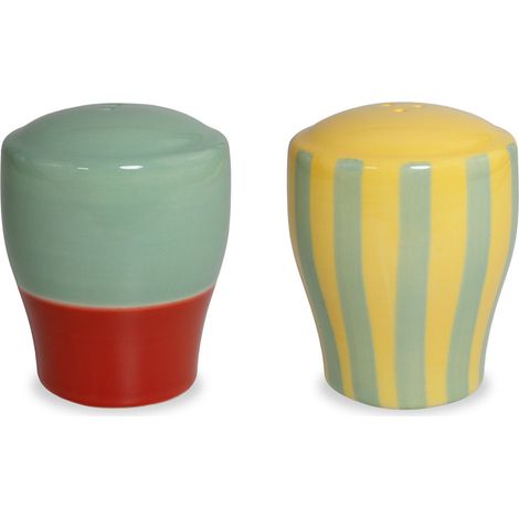 WD LifeStyle Set Sale e Pepe in Stoneware 6,5 x 6,5 x 8 Cm Verde Giallo Rosso (1/2)