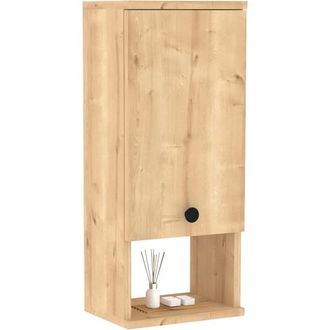 Mobile Pensile Tarano, 2 Ripiani, Un'anta, 3 Vani, 30x71h cm Marrone Rovere