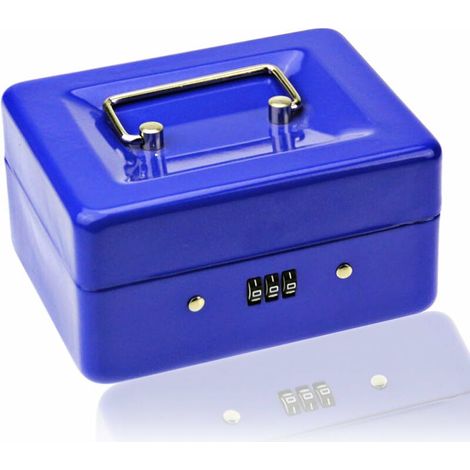 LaBlanc - Petite Caisse à Monnaie Avec Serrure à Combinaison – Caisse à Monnaie en Métal Durable avec Plateau de Rangement Verrouillable, 15 × 12 × 8 cm (bleu, petit)