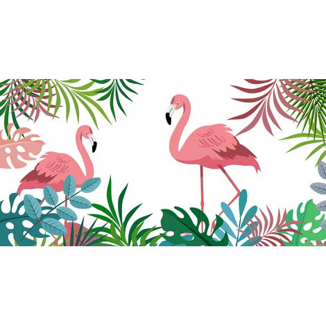 Papier peint panoramique enfants - Flamants Roses - 130 cm x 67 cm (1/2)