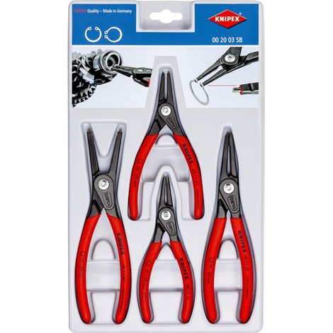 KNIPEX 00 20 03 SB Assortimento di pinze di precisione per anelli di sicurezza 4 pezzi