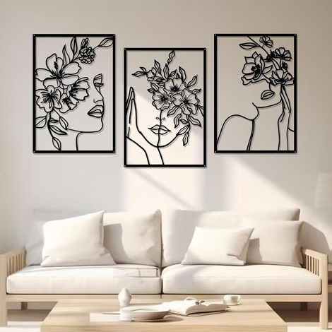3 Pièces Decoration Murale Metal Noir Art de Décoration (1/5)