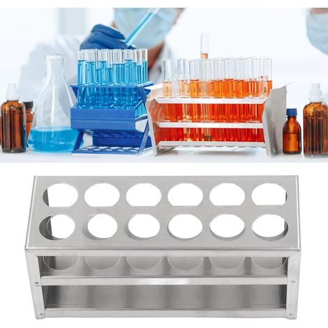 Porte-tube à essai, 304 Rack de support de tube à essai en acier inoxydable, pour une utilisation en laboratoire pour l'expérimentation et le stockage des échantillons (27 mm 12 trousses) (1/5)
