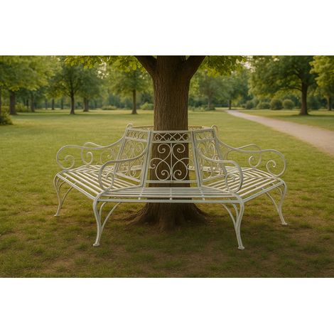 Panca albero in ferro 153x153x86 Panchina rotonda Panchina circolare albero rotonda esterno Panchina ferro Divanetto giardino