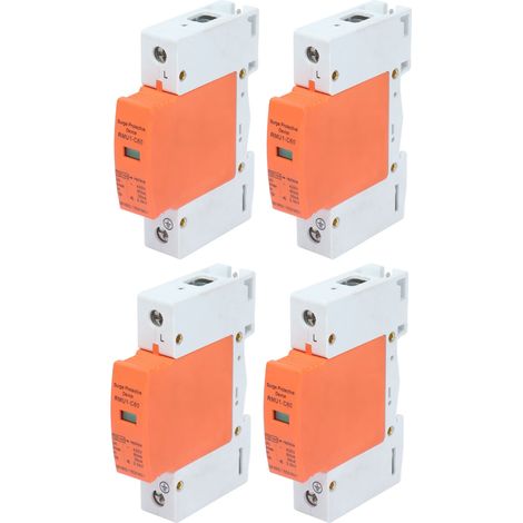 Lot de 4 parafoudres monophasés pour montage sur rail DIN, protection contre les surtensions, 420 V CA, RMU1-C60, Imax : 60 kA (1/5)