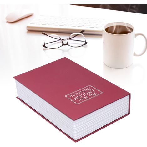 Mittelgroßer Tresor im Buchstil mit Zahlenschloss, kreative Aufbewahrungsbox in Form eines Sparschweins, rot. (1/5)