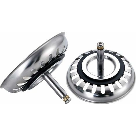 Passoire d'évier de cuisine, filtre à bouchon réglable en hauteur, panier-passoire en acier inoxydable 304 pour évier de cuisine de 78 mm de diamètre (lot de 2) (1/5)