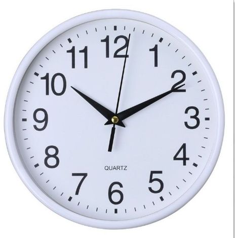Horloge murale en plastique - 20 cm - Chiffres arabes - Horloge murale silencieuse - À quartz - Pour l'école, le bureau, le salon (1/4)