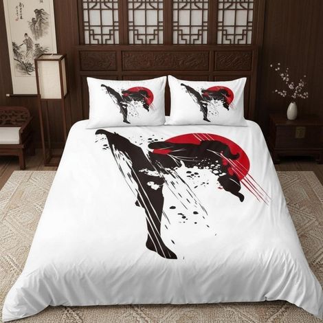Ensemble de literie Taekwondo motif 200x200cm microfibre avec fermeture éclair