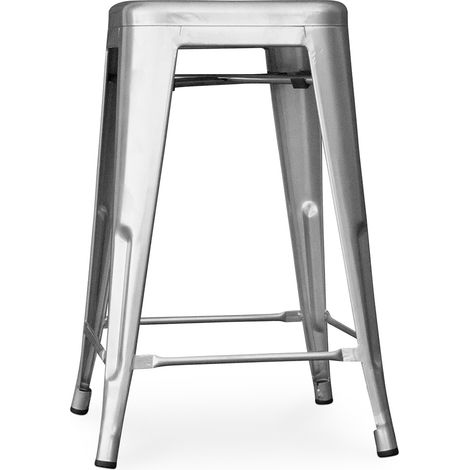 Tabouret de bar 60 cm – Design industriel – Structure en acier – Empilable pour rangement facile – Pour comptoirs de 90 cm – Industrial Style (1/5)