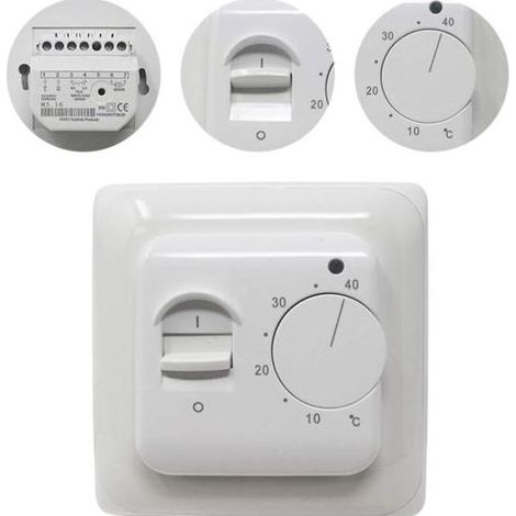 Chauffage au Sol Electrique sonde AC 220V 16A, Régulateur de Thermostat Plancher Chauffant Mécanique,Manuel Thermostat d'ambiance (1/5)