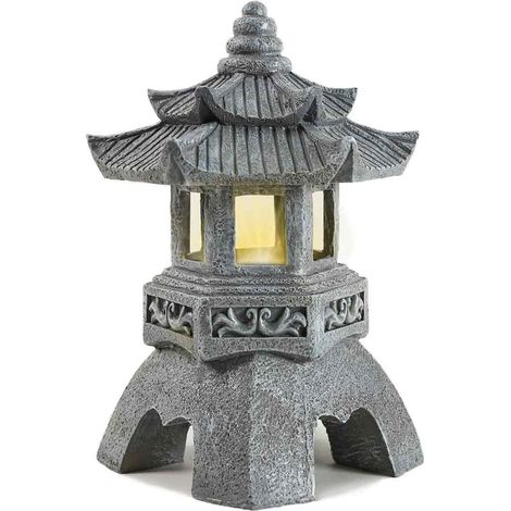 Statue de jardin pagode d'extérieur, décoration de jardin solaire, lanterne de jardin d'extérieur, éclairage de jardin LED avec pagode simulée