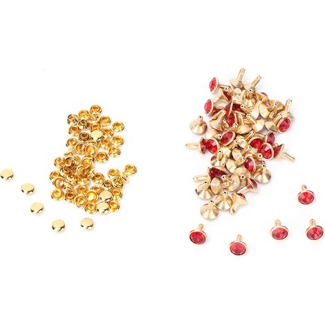 50 Clous Strass Cristal 8mm Rouges pour DIY Cuir, Chaussures, Vêtements, Décoratifs Rivets, Lot de 50 Pièces (1/5)