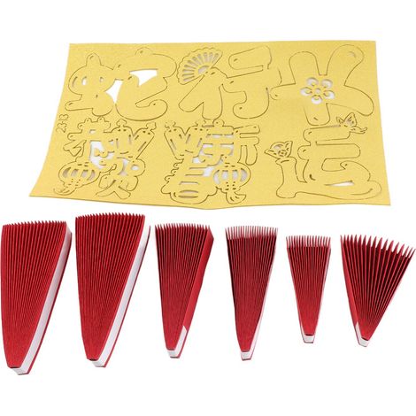 6er-Set runde Papierfächer zur Dekoration, hängende Wanddeko zum chinesischen Neujahr, Papierfächer für das Frühlingsfest, Zuhause, roter Stil, 5 (1/5)