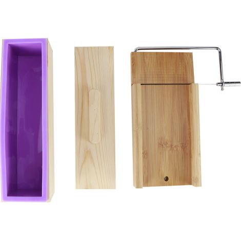 Machine de découpe de fil de moule de coupe-savon fait à la main réglable multifonction violet bricolage (boîte de moule en planche de bambou avec couvercle)