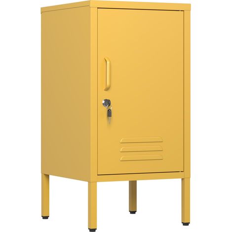 Table de Chevet Moderne en Métal avec Porte Verrouillable, 2 Étagères Réglables, Design Antichute, 70x35x38 cm, Orange (1/4)