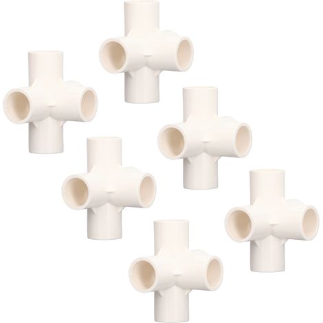 Raccord PVC 25mm 5 Voies Blanc x10, Coude Elbow pour Meubles, Serre, Tente, Connecteur Tuyau (1/5)