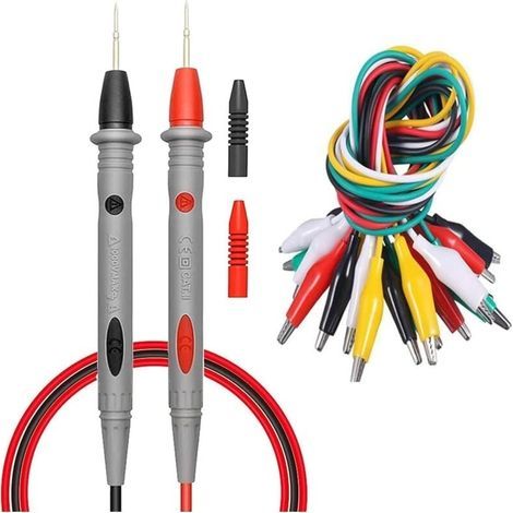 Kit de test multimètre 1000 V 20 A Numérique Electronique Sonde 10pcs Soudé Fils de Test avec Pinces Crocodiles Cable de Test Isolé Clips à Double Extrémité