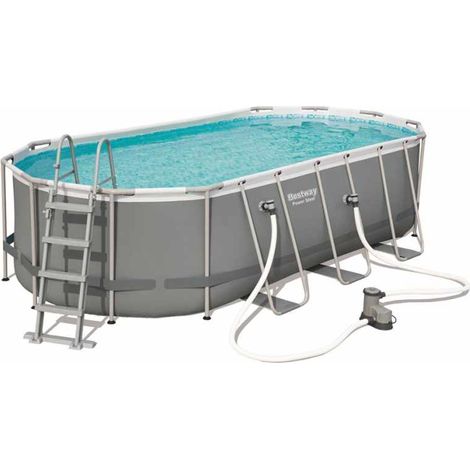 Piscina Desmontable Tubular BESTWAY Power Steel Ovalada 5,49m x2,74m x1,22m 56710 con Depuradora de cartucho y escalera (1/5)