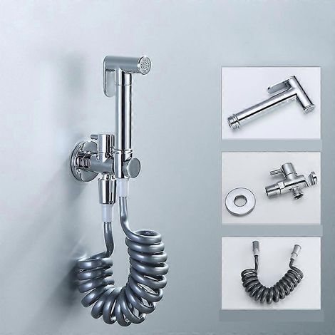 Ensemble d'accessoires pour bidet et WC à main en laiton, robinet de bidet noir, douche à jet d'eau pour salle de bain (1/5)
