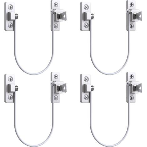 4pcs Entrebâilleur Fenêtre Porte Restricteur de Porte de Fenêtre Verrou Fenetre UPVC Verrouillage de Limite Verrou de Sécurité Câble Serrure de Limite Avec Clé et Vis (1/5)