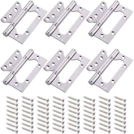 [NON UTILIZZATO] 6 Pcs Charnière de Porte en Acier Inoxydable Charnières pour Meubles à Roulement à Billes avec Vis