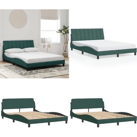 Bettgestell ohne Matratze Dunkelgrün 120x200 cm Samt - Bettsofa - Doppelbett - Boxspringbetten - Samtcouch - Wohnbereich - Home & Living (1/5)
