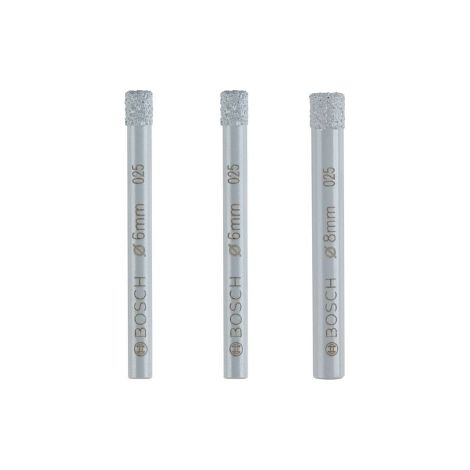 Bosch Professional Set de 3 brocas de diamante Expert for Ceramic (para Azulejos duros, Piedra dura, Piedra blanda, Ø 6/6/8 mm, Accesorios Taladro) (1/3)
