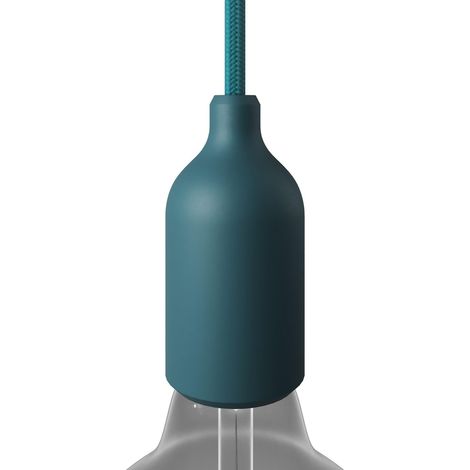 Kit portalampada E27 in silicone con serracavo nascosto Petrolio