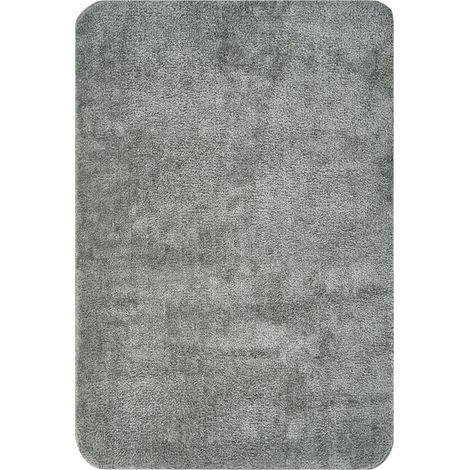 Bath Mat Grey Microfibre 60 x 90 cm Non-Slip Backing Soft Rectangular Bathroom Accessories URLANA (1/5)