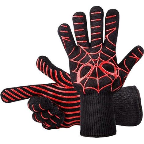 Grillhandschuhe, hitzebeständig, rutschfeste Silikon-Küchenhandschuhe zum Grillen, Barbecue und für den Backofen, ideal zum Schweißen und Backen (1 Paar). (1/4)