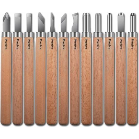 Outil de Gravure en Bois Kit, 12 Pièces Décapage Couteau Sculpture sur Bois, Ciseaux à Bois, DIY Outil de Sculpture pour Sculpteur, Charpentier, Amateur (1/5)