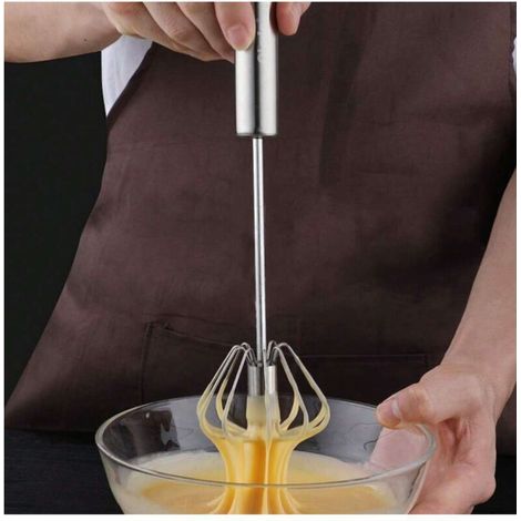 Handschneebesen – Edelstahl-Schneebesen – Milchaufschäumer – Rotationsmixer zum Schlagen, Aufschlagen und Rühren (1/4)
