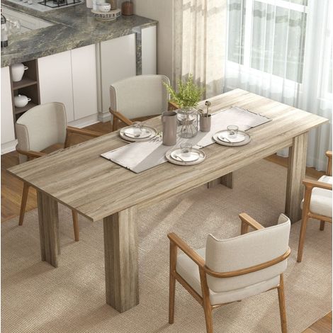 Mesa de comedor extensible 180/220/260x90x76.6 cm color roble en madera con mecanismo mariposa (1/5)