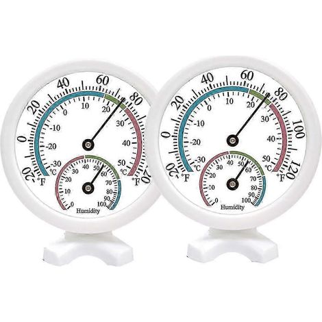 Lot de 2 mini thermomètres-hygromètres d'intérieur 2 en 1, affichage mural de la température et de l'humidité, blanc (1/5)
