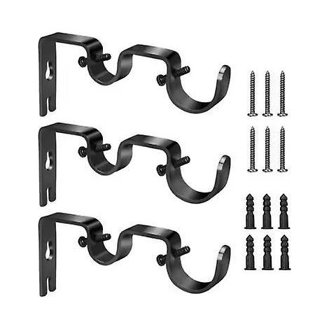 lot De 3 Supports De Double Tringle Rideaux, Supports De Fixation Pour Tringle Double Barres Rideau Avec Vis Et Chevilles Pour Fixer Une Tringl (1/5)