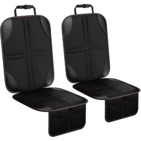 Protection de siège auto 2 pièces, antidérapante, avec poches de rangement, universelle et imperméable, en tissu Oxford, pour enfants, bébés et animaux de compagnie (noir)
