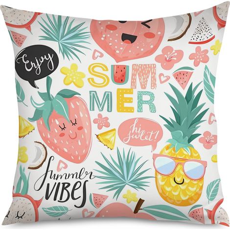 Housse de coussin fruits kawaii, collection mignonne (1/5)