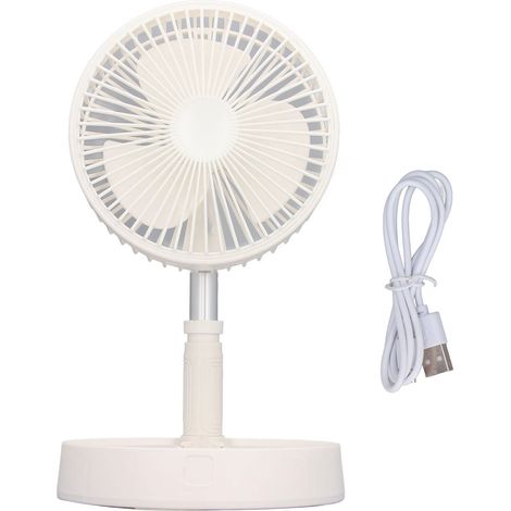 Ortviai Ventilateur sur pied pliable et télescopique, batterie 7200 mAh, silencieux, hauteur réglable jusqu’à 101 cm, blanc (1/5)