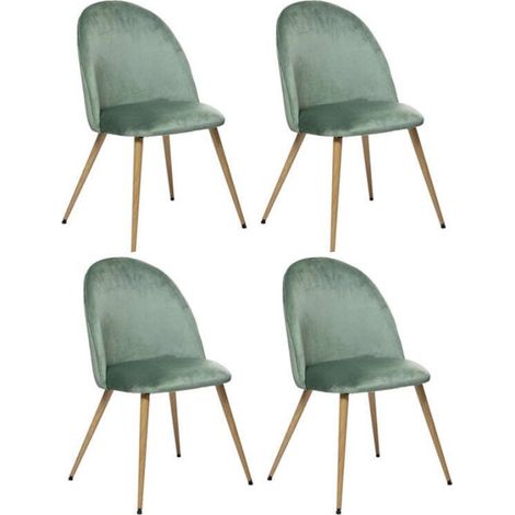 Atmosphera – Lot de 4 chaises 84cm – Fer, polyester, contreplaqué – Hauteur d'assise 47cm – Couleur vert céladon – Design moderne pour intérieur (1/2)