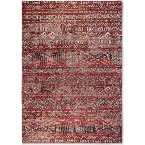 KILIM DESIGN - TAPPETO CLASSICO ANTIQUARIO - Prodotto in Belgio - Tessuto piatto jacquard meccanico - Rifinito a mano - Antiscivolo naturale - Cotone - Lana - Rosso Fez - 140 x 200 CM