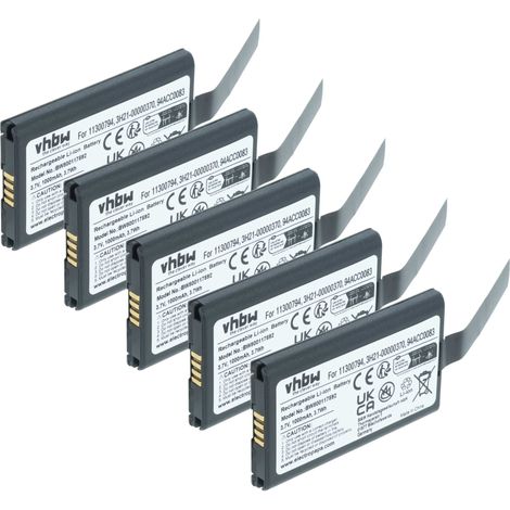 vhbw 5x Akku Ersatz für Datalogic BP07-000110, 94ACC1368, BP08-000600, BP08-00011A für Barcodescanner POS (1000 mAh, 3,7 V, Li-Ion)