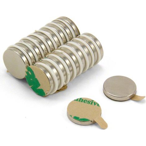 Magnete Neodimio N42 Adesivo Per Arti, Artigianato, Produzione Di Modelli, Fai -Da -Te, Hobby E Imballaggi - 12mm Dia x 2mm Di Spessore - 1,6kg Di Tiro A Sud - Pacchetto Di 20