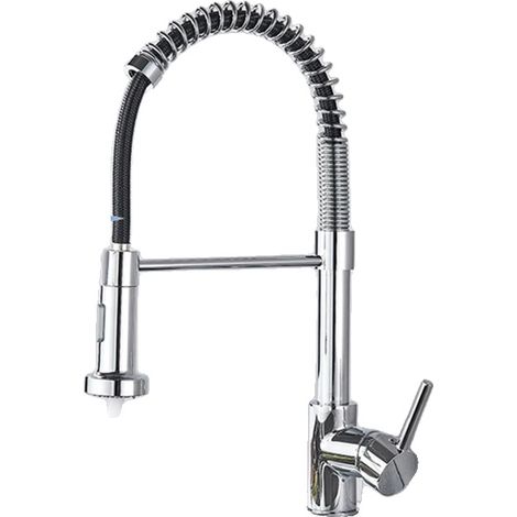 Grifo de cocina, cabezal rociador extraíble, giro de 360 grados, cromado D (1/2)