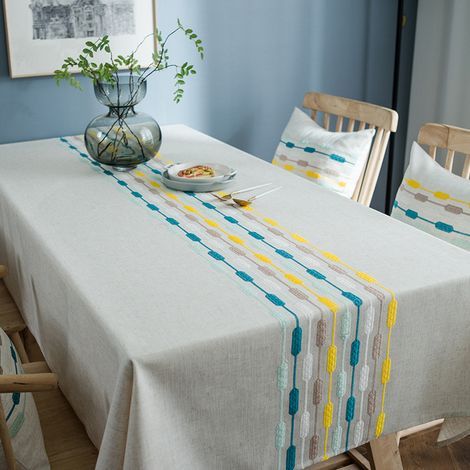 Nappe rectangulaire 130 x 250 cm - Rayures en polyester - Lavable pour l'extérieur - Pour salon, salle à manger, balcon, jardin - Vert (1/5)