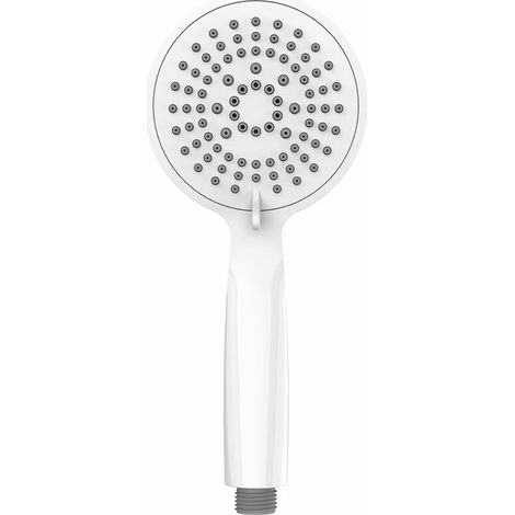 Young white shower head Ø 11 cm - Universal hand shower, knob with 5 types of jets, Plastic (ABS), 11 x 11 cm, White (1/5)
